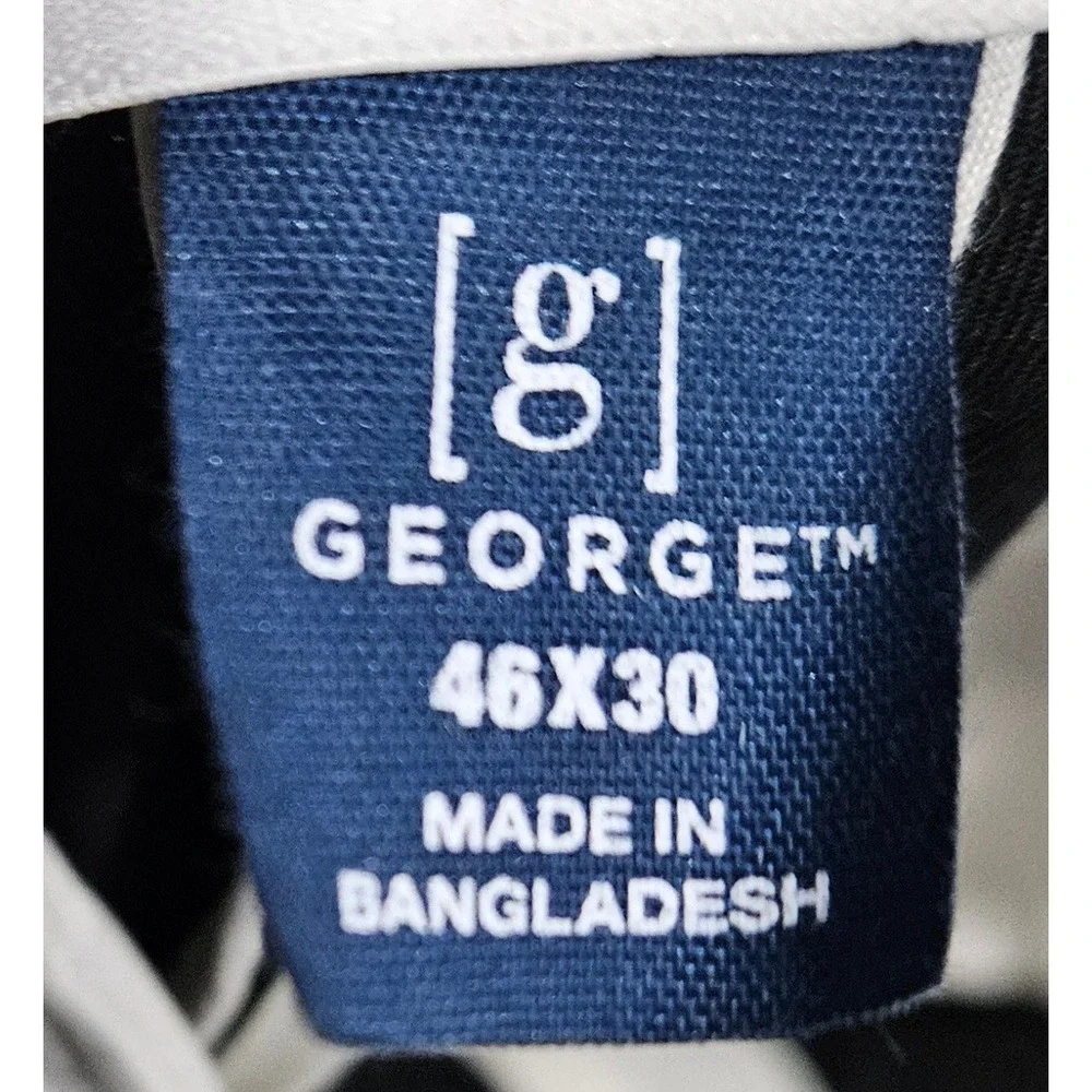 George Mens Slim Fit Chino Pants Black 46x30 Stretch Premium Khaki GM09494 New